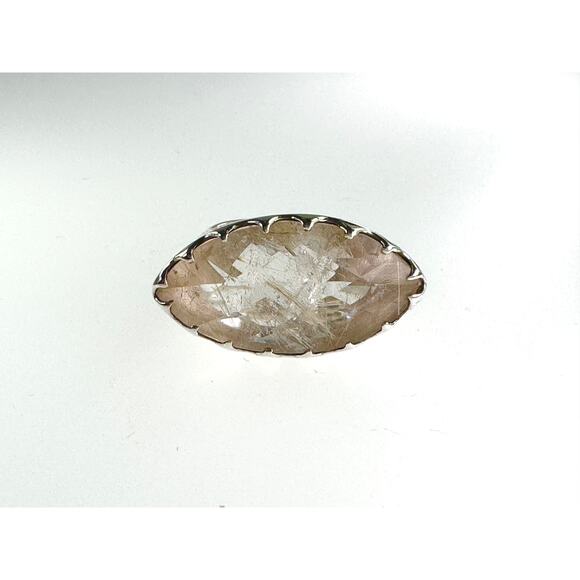 Golden Rutile Quartz Ring Checker Cut Marquis Handmade Fancy Bezel - Picture 5 of 5